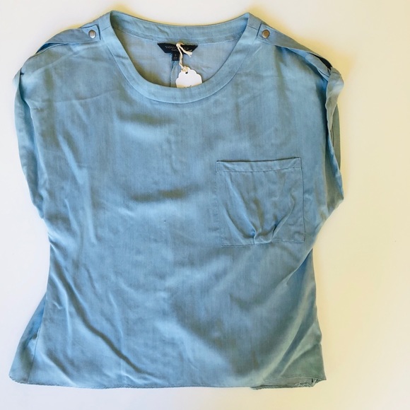 Soft denim short sleeve blouse - Picture 1 of 3